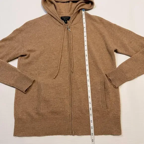 Charter Club Cashmere Sweater Womens XS Beige Hooded Full Zip Hoodie Knit - Picture 5 of 8
